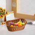 thumbnail image 5 of Woven Bread Basket Rattan Style Fruit Basket Stackable Serving Tray Storage Basket for Kitchen Dining Restaurant Outdoor Picnic Party Bread Fruit Snacks Pastries Storage Organizer Serving Accessories, 5 of 5