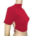 thumbnail image 3 of ZQGJB Women's Backless Tie Back Short Sleeve T Shirt Club Crop Tops Basic Solid Color Athletic Workout Tee Shirts Red M, 3 of 6