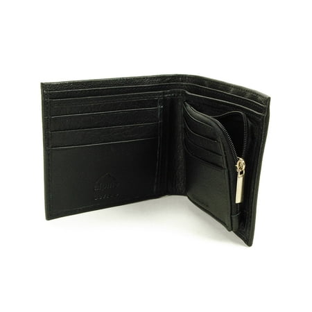 Alpine Swiss Mens Leather Wallet Zipper Coin Pocket 2 Billfold Multi Card Bifold