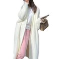 thumbnail image 2 of Women'S Loose V-Neck Long-Sleeved Knitted Cardigan Fall Winter over-Knee Length Lazy Style Coat White One size, 2 of 7