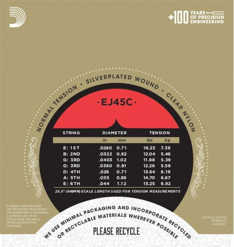 D'Addario Guitar Strings 5-Pack EJ45C Pro-Arte Composites Classical