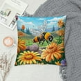 thumbnail image 2 of PHYHOO Cute Sunflowers Bee Pillow Cover Colorful Printed Pillow Case Short Plush Square Decorative Cushion Cover Suitable for Sofa Bedroom, 2 of 5