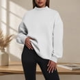thumbnail image 3 of VJGBEGW Womens Mock Neck Sweatshirt Oversized Pullover Fall Fashion Long Sleeve Tops White M, 3 of 9