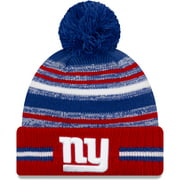 Men's New Era Royal/Red New York Giants 2021 NFL Sideline Sport Official Pom Cuffed Knit Hat - OSFA