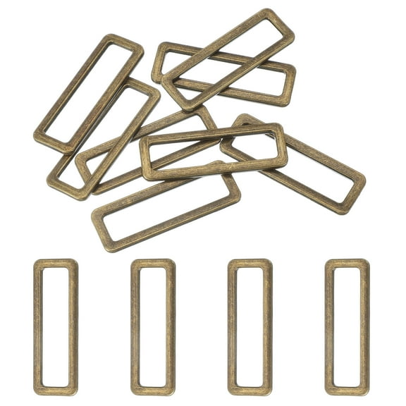 8pcs Metal Flat Rectangle Ring, 50mm(2inch) Metal Rectangular Buckle Rings Square Strap Webbing Loop for Bag Belt Purse DIY Craft, Bronze