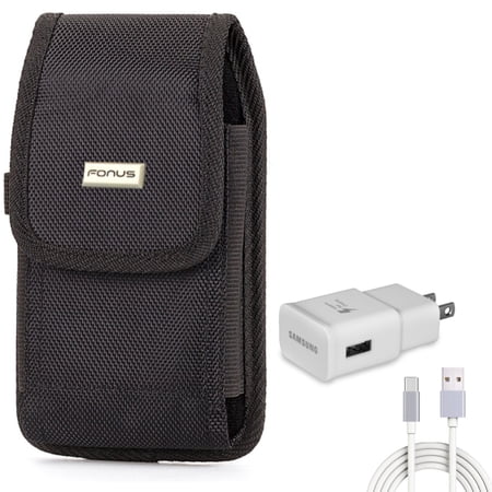 Fast Home Charger & Case Belt Clip for Samsung Galaxy S24 Ultra/Plus - Type-C 6ft USB Cable Quick Power Rugged Holster Canvas Cover for Galaxy S24 Ultra/Plus