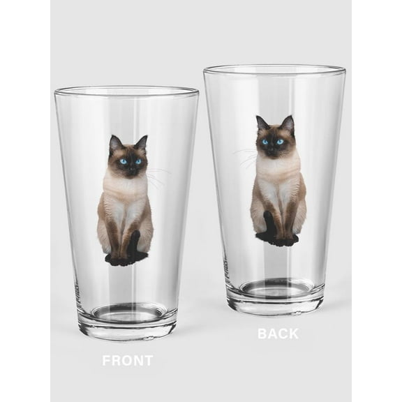 Cute Kitten Sitting Pint Glass -SPIdeals Designs, 16 oz Transparent Glass