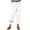 White, variant on Buigttklop Womens Cotton Linen Pants Casual Elastic Waist Drawstring Cropped Pant Lounge Capri Trousers with Pockets