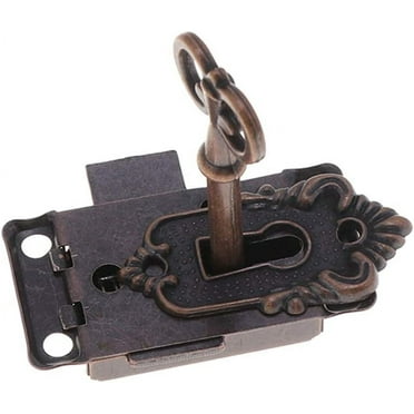 Decorative Door Lock & Key Set Antique Bronze Lock for Wardrobe