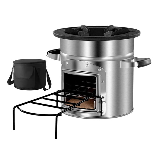 Dranite Outdoor Portable Stainless Steel Rocket Stove, Efficient Wood Burning Camping Cookstove with Carry Bag for Backpacking, Emergency, Picnics, and Backyard Cooking, Fueled by Twigs
