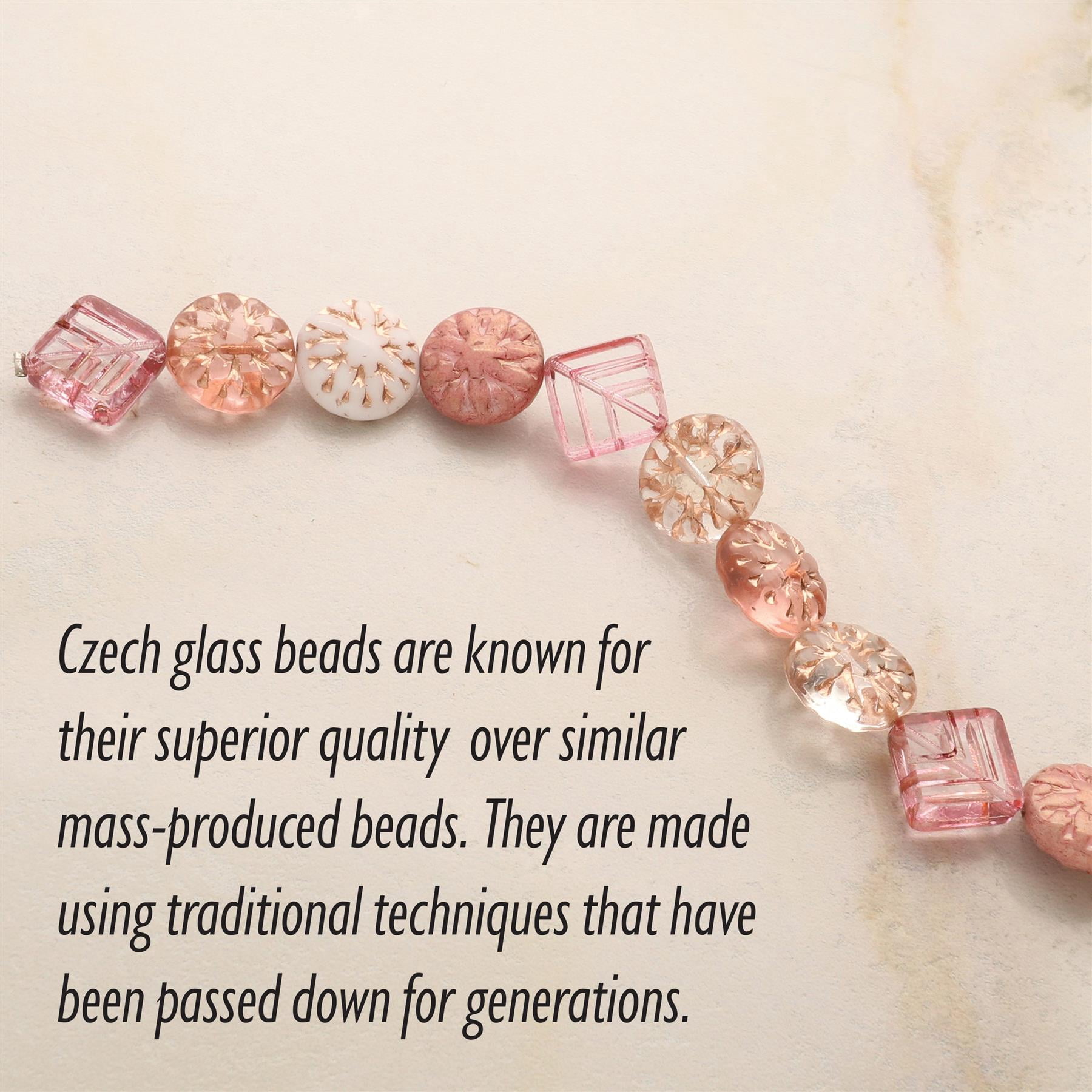 The Beadsmith Czech Glass Strands – High Quality, Pressed & Table Cut Beads – 6 x 7-Inch Strands, 13 Beads Per Strand – Pink Starburst Mix – For Jewelry Making, Decorations & DIY Crafts