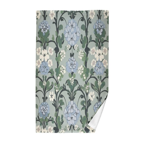 Yayeee 100% Cotton Hand Towels for Bathroom 16" x 28" Soft Absorbent Kitchen Towel, Blue Blossom