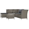 thumbnail image 3 of vidaXL Patio Lounge Set with Cushions Poly Rattan Sofa 3/4 Piece Black/Gray, 3 of 11