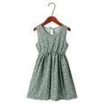 thumbnail image 3 of Girls Summer Dress Size 5 Years-6 Years Crew Neck Summer Sleeveless Sundress Casual Beach Floral Prints Party Dress Maxi Dress, 3 of 3