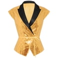 thumbnail image 3 of vastwit Women's Cap Sleeve Sequin Dressy Vest Glitter Tuxedo Waistcoat Suit Blazer Formal Stage Performance Party Top Gold M, 3 of 7