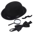 thumbnail image 4 of ColoMX 1 juego de accesorios de juego de rol de Halloween, sombrero de vestir de detective, bigote, pajarita, lente de aumento, 4 of 7