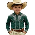 thumbnail image 4 of FINALGANG Boys Western Cowboy Shirt Printed Long Sleeve Regular Fit Shirts Fashion Casual Button Down Shirts For Kids Holiday Festival Party Tops 8-9 Years, 4 of 4