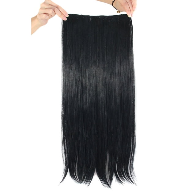 Extensiones de cabello MapofBeauty de 24.0 in de largo y recto con clip (negro)