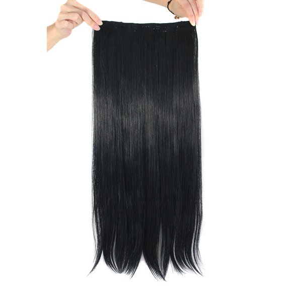 Extensiones de cabello MapofBeauty de 24.0 in de largo y recto con clip (negro)