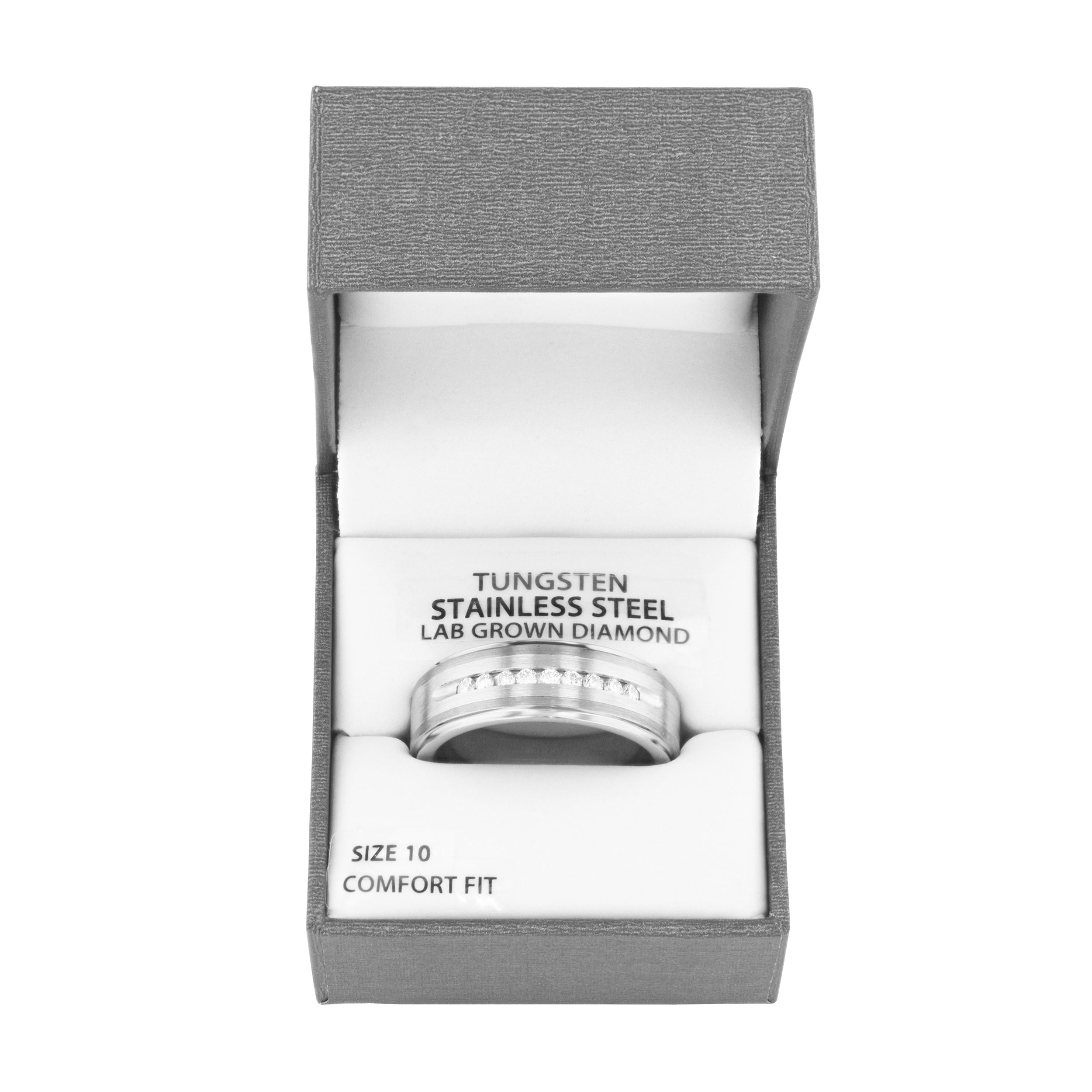 Mens 1/4 ctw Lab-Grown Diamond Tungsten & Stainless Steel Wedding Band - Mens Ring