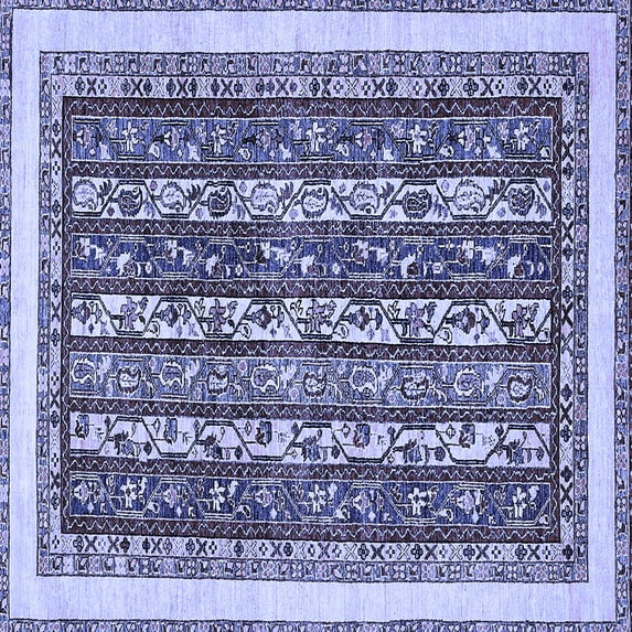 Ahgly Company Machine Washable Indoor Square Abstract Blue Modern Area Rugs, 8' Square