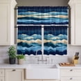 thumbnail image 2 of Abstract Art Night Sky Curtain Valances Set Mountains Oil Painting Landscape Art Kitchen Curtains 36&nbsp;inch Length Rod Pocket Valance and Tiers 3 Piece Set Small Bedroom Bathroom Laundry Decor, 2 of 9