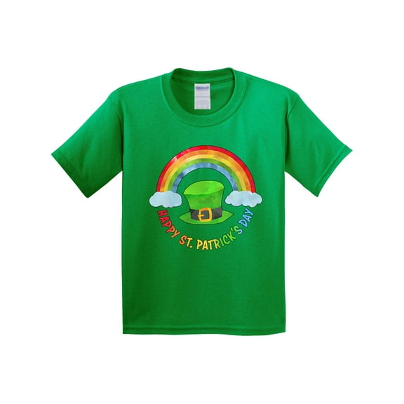 Inktastic Happy St. Patrick's Day Rainbow and Hat Youth T-Shirt