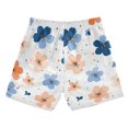 thumbnail image 2 of Orange Blue Flowers Dots Swim Trunks Board Shorts Beach Pants Bathing Bottoms M, 2 of 8