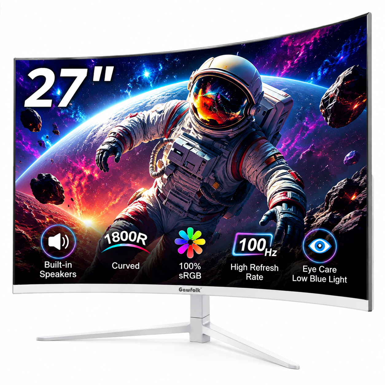 KOORUI, Gaming Monitor, 27E6CA, Curved 180Hz FHD 99% sRGB