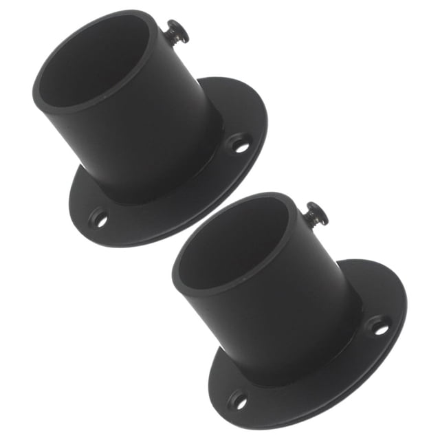 DEEPCRAFF 2 Pcs Support de Tringle de Placard en Acier Inoxydable Noir Bride Ronde Accessoire de Garde-Robe DIY Passionnés