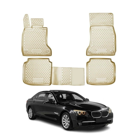 OMAC Floor Mats Liner for BMW 7 Series F02 Long Sedan 2008-2015 TPE Beige 4x