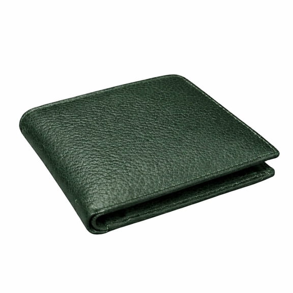 Hunar- Men’s Genuine Leather Bifold Wallet with Coin Pocket, 3 Card Slots, Secret Compartment & Cash Pocket – Green Compact Wallet