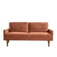 thumbnail image 2 of Cterwk Upholstered Velvet Sofa Couch with Wood Legs, 3 Seater Loveseat Sofa Living Room, Home, Apartment, Office, Orange, 2 of 8