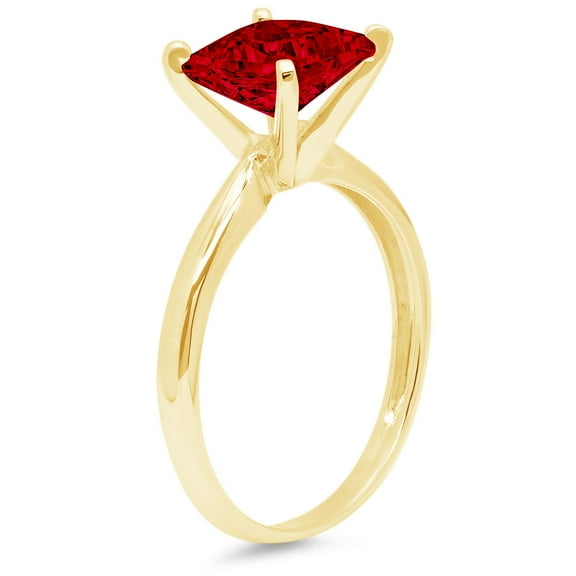 3 ct Princess Cut Natural Garnet Solitaire Engagement Ring for Women in 18K Yellow Gold