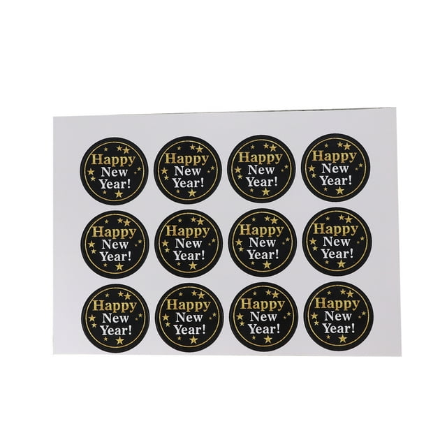 144PCS 2020 HAPPY NEW YEAR Round Black Seal Sticker DIY Cookie Bags Labels Round Adhesive Sealing Baking Packaging Envelope Gift Box Decoration Sticker