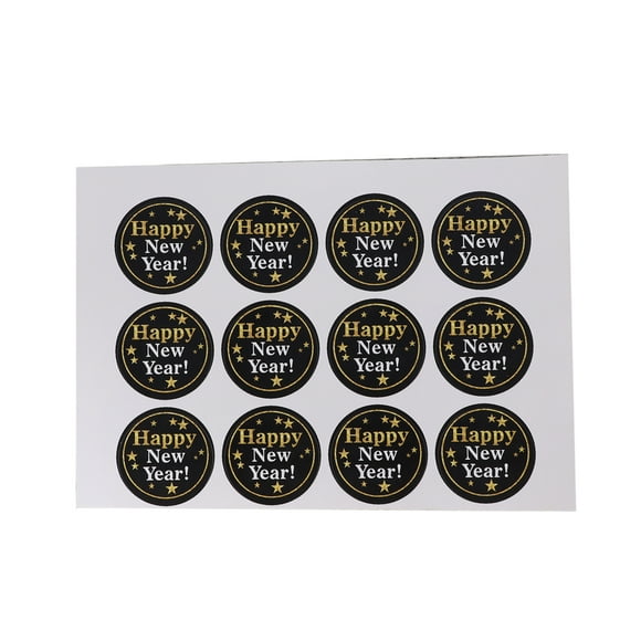 CIMAXIC 144PCS 2020 HAPPY NEW YEAR Round Black Seal Sticker DIY Cookie Bags Labels Round Adhesive Sealing Baking Packaging Envelope Gift Box Decoration Sticker,1.38"X1.38"X0.04"