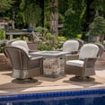 thumbnail image 3 of GDF Studio Dunlevy Outdoor 5 Piece Wicker Swivel Club Chairs, Navy Blue, Brown Stone, 3 of 9