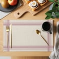 thumbnail image 2 of Rose Pink Grid Lines Placemats Set of 4 Boho Minimalist Stripes Texture Beige Place Mats Indoor Wipeable Table Mats Washable Cloth Dining Table Placemats for Kitchen Holiday Party Decor 13x19 Inch, 2 of 9
