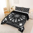 thumbnail image 2 of Castle Fairy Boho Gothic Skull Full Size Comforter Sets 3-Piece,Traditional Floral Bedding Comforter Set,Black Ivorys,1 Comforter and 2 Pillowcases,Black Reversible, 2 of 6