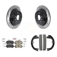 thumbnail image 1 of Transit Auto Rear Disc Drilled & Slotted Rotors Ceramic Pads and Parking Brake Shoes Kit for Car Honda Pilot Ridgeline Passport KDA-103481, 1 of 11