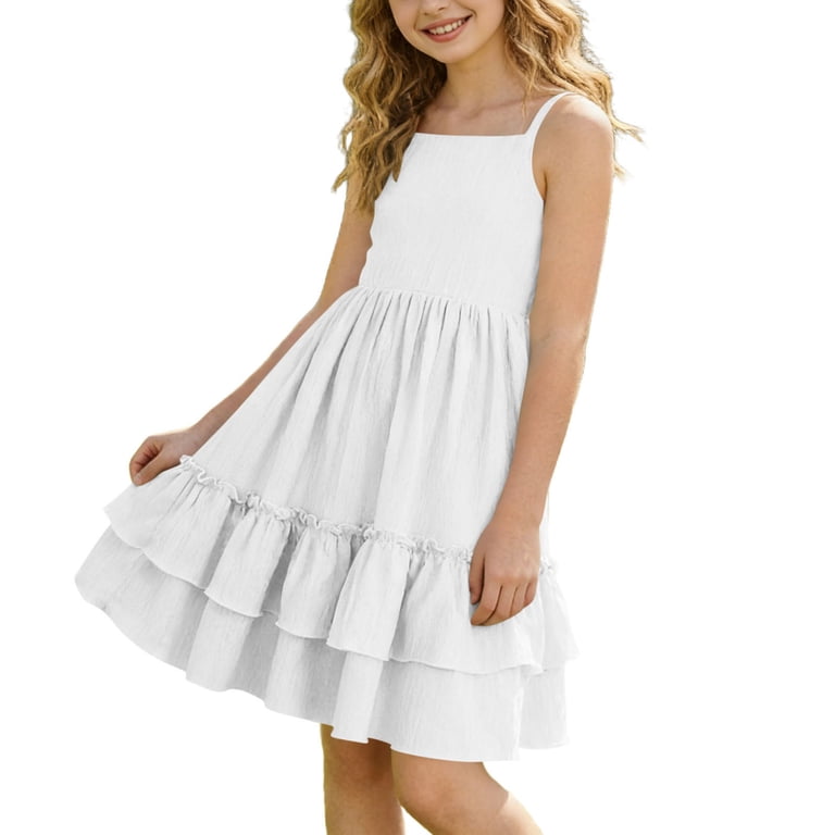 teen white dress for graduation Summer Elegant White Dresses For Teen Girl,Lace Patchwork Short Sleeve High-Low Dress,Formal Junior Bridesmaid Dress For Confirmation & Graduation