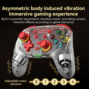 Wireless Game Controller for Switch with Transparent Design, 6-Axis Motion Sensing, Dual Vibration, Macro Programming, RGB-Red