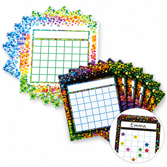 Artrylin 50 Pack Incentive Chart,Confetti Theme Chart for Kids Students,Children's Sticker Chart,Classroom Behavior Record Chart,Bright Color Praise Chart (Colorful)