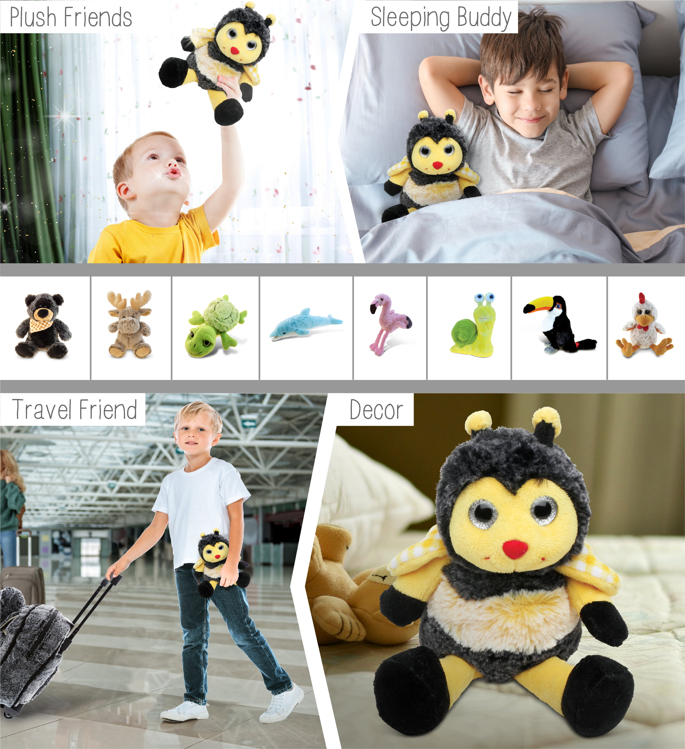 Kawaii Bee Honeybee Apis Bumblebee Plush Toys Stuffed Animals Doll
