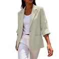 thumbnail image 5 of Cotton Linen Blazers for Women Plus Size Lightweight Blazers Open Front Casual Daily Blazer Jacket Long Sleeve Outerwear with Pockets, 5 of 7