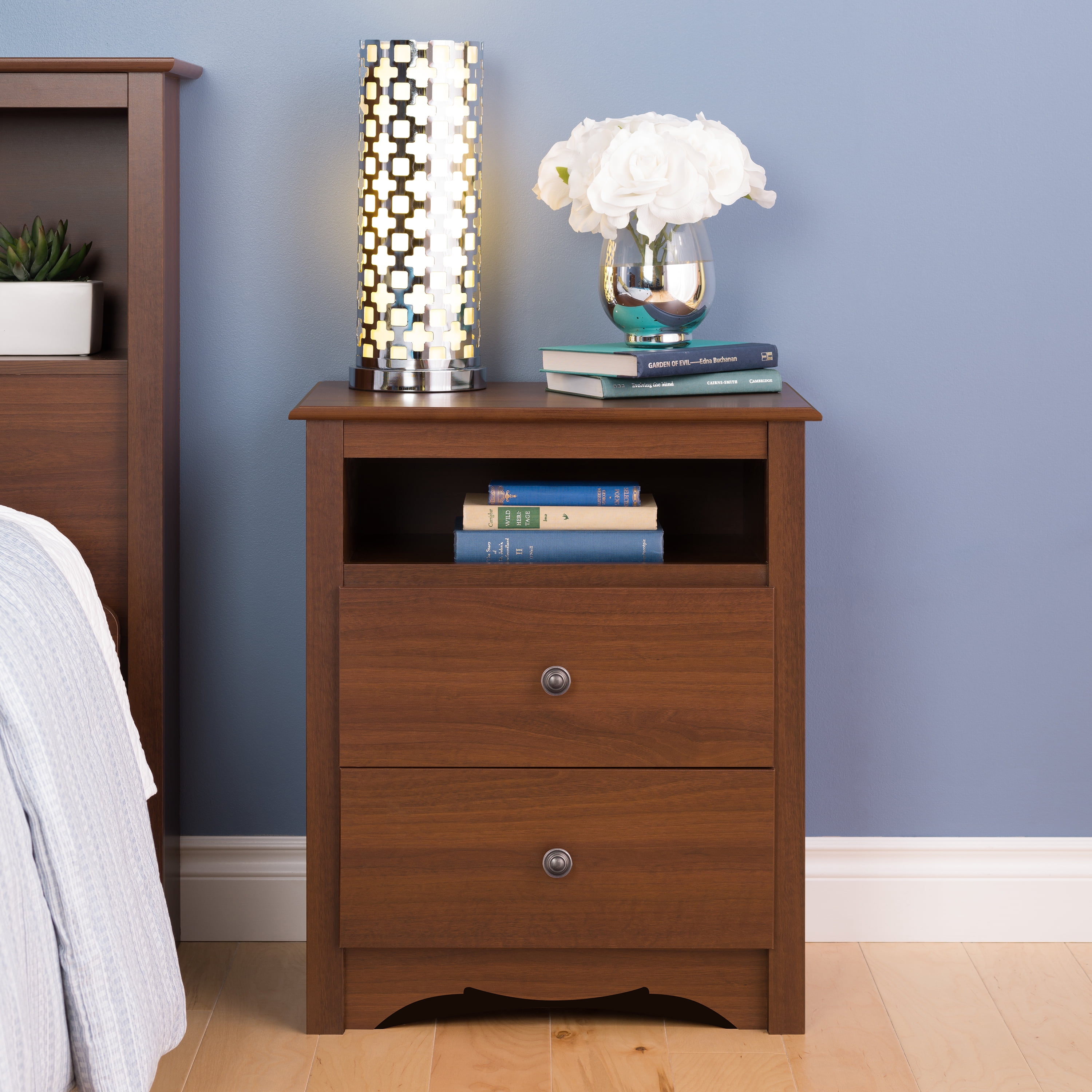 Canyon Walnut Details about   Mainstays Classic Open Shelf Nightstand