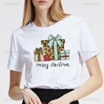 thumbnail image 3 of Camiseta con estampado de árbol de Navidad Harajuku para mujer, Tops cómodos de manga corta, camiseta informal de verano divertida, moda estampada, 3 of 5