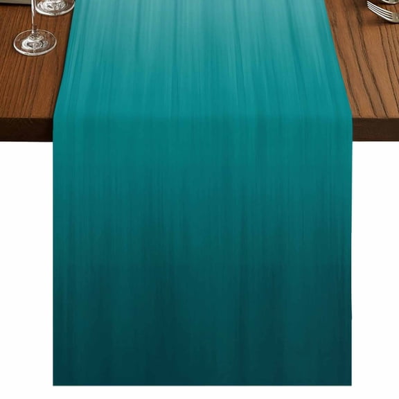 Table Runners 120 Inches Long Dress Scarves, Teal Ombre Farmhouse Coffee/Dining/Kitchen Table Runner for Living Room, Contemporary Gradient Abstract Art 13x120 Inch