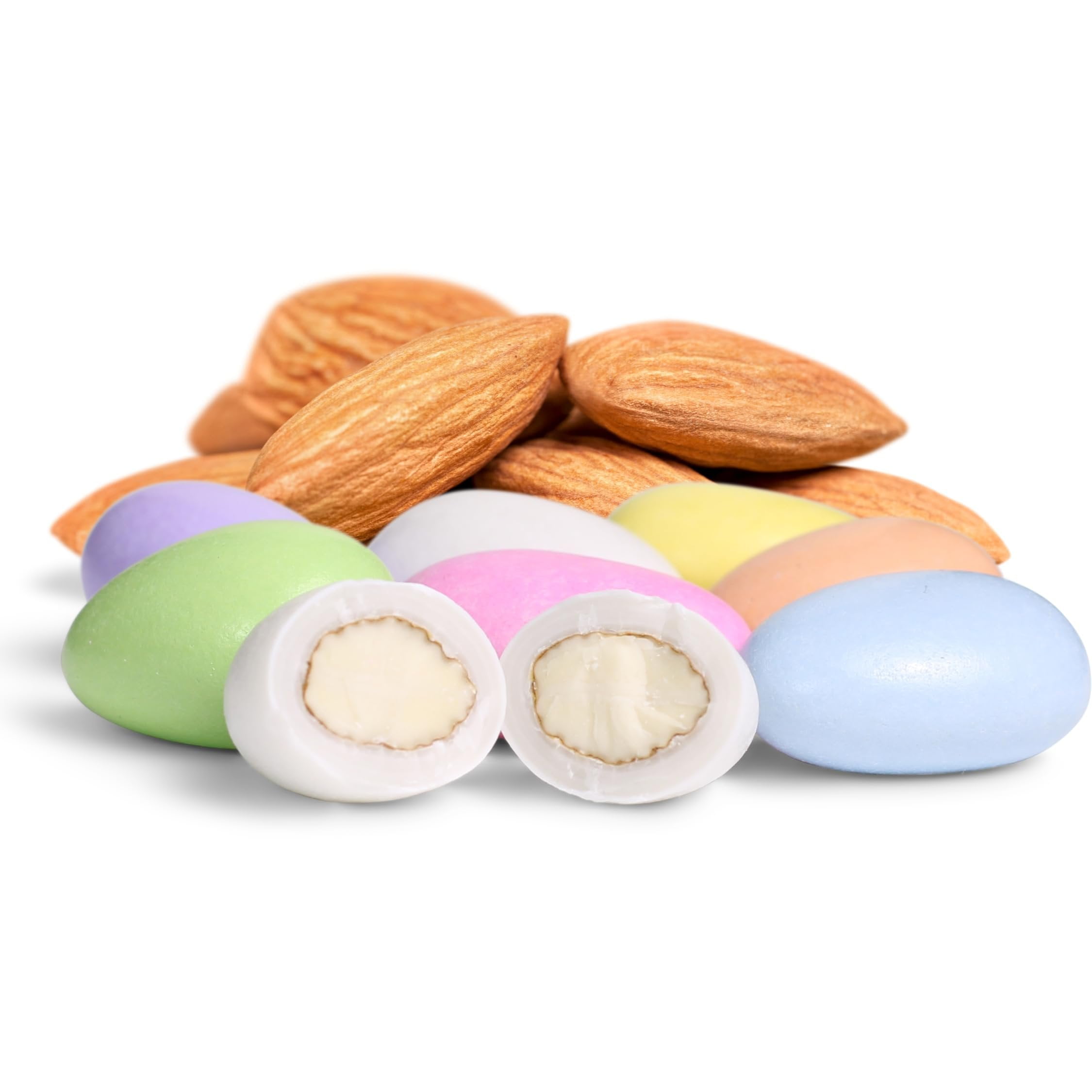 Assorted Jordan Almonds by Its Delish, 3.5 lbs Jumbo Container  Pastel Colors Kosher Almond Nut with Sweet Hard Candy Coating
