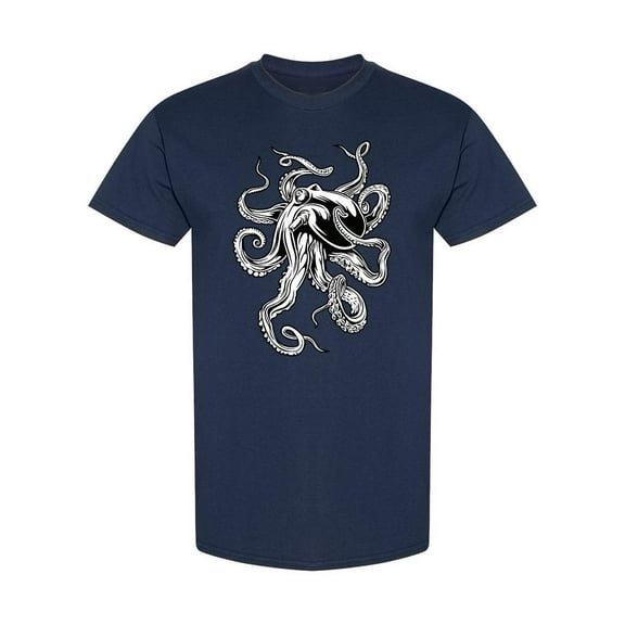 Octopus Drawing Design T-Shirt Men -Image by Shutterstock, Male Medium